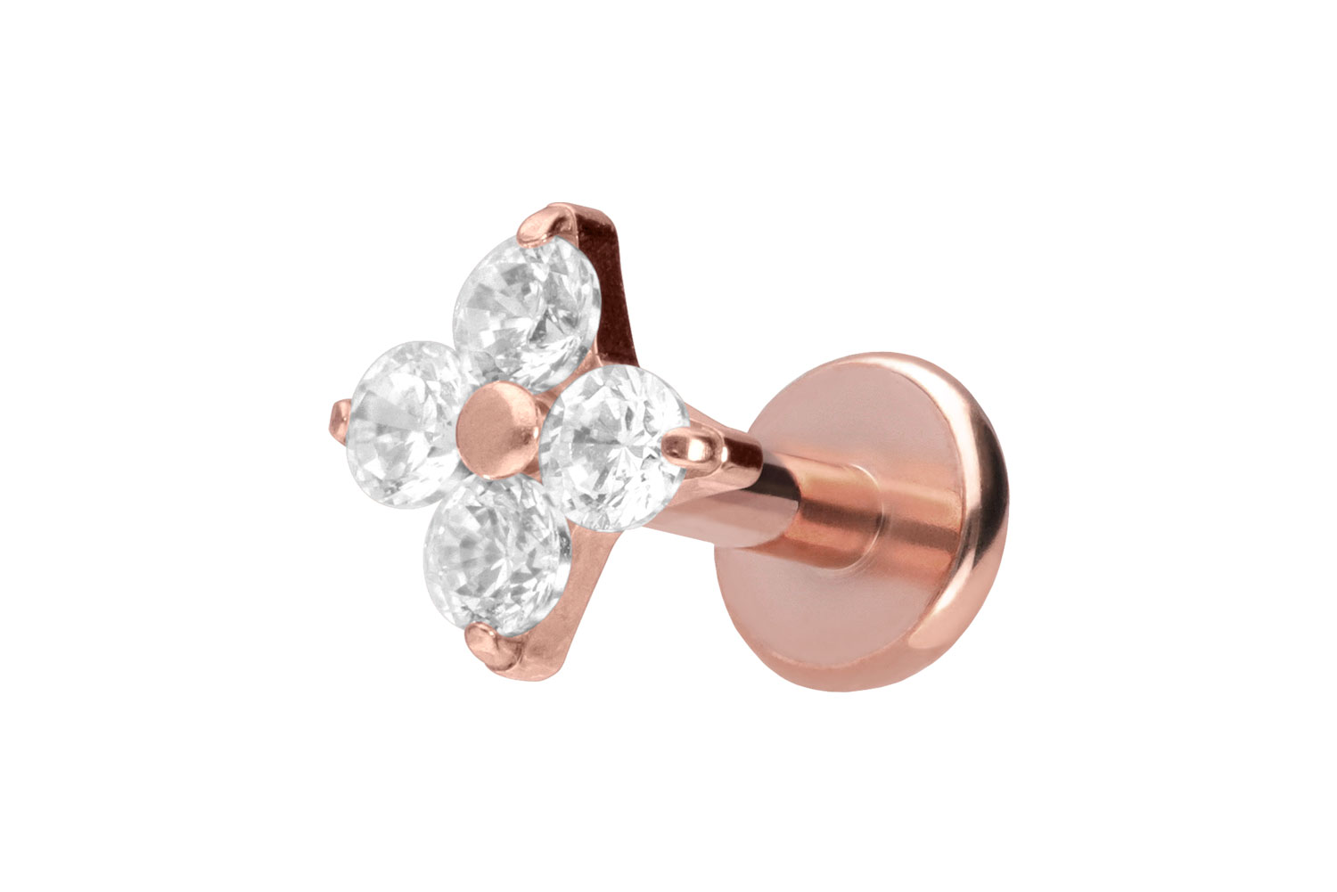 Titan Labret Piercing mit Push Fit KRISTALLBLUME